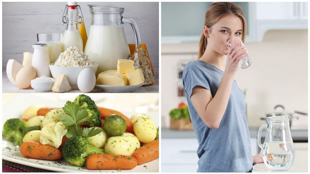 Régime alimentaire pour exacerbation de la goutte - eau, produits laitiers, légumes bouillis